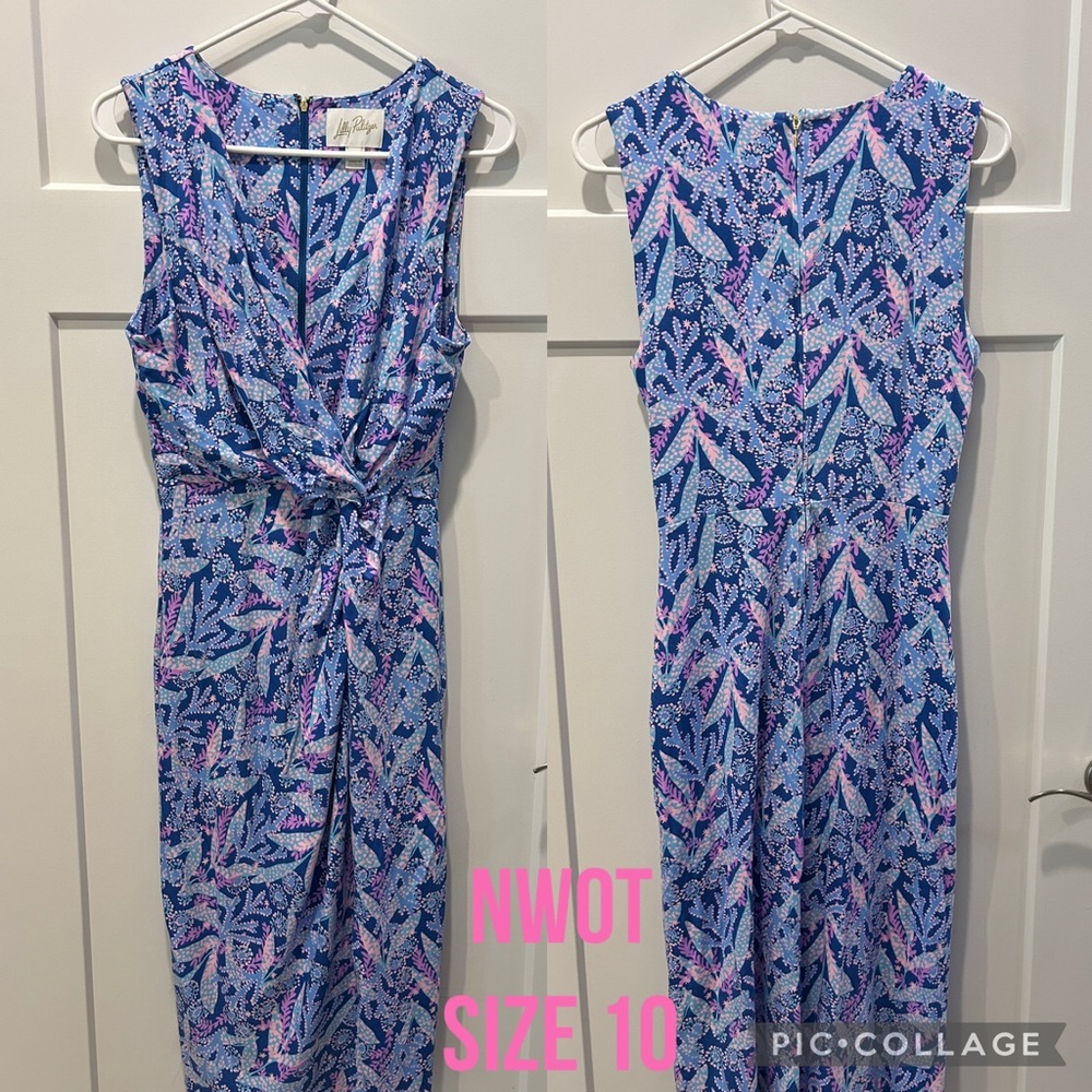 Lilly Pulitzer Vibrant Blue and Pink Midi Dress